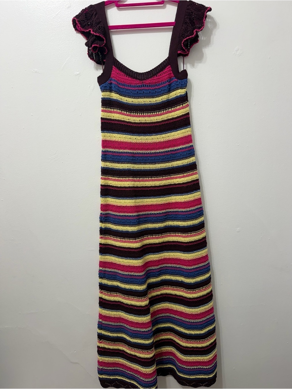 NWT NWT Women's Zara Special Edition Crochet Knit Striped Maxi Dress - Picture 6 of 7